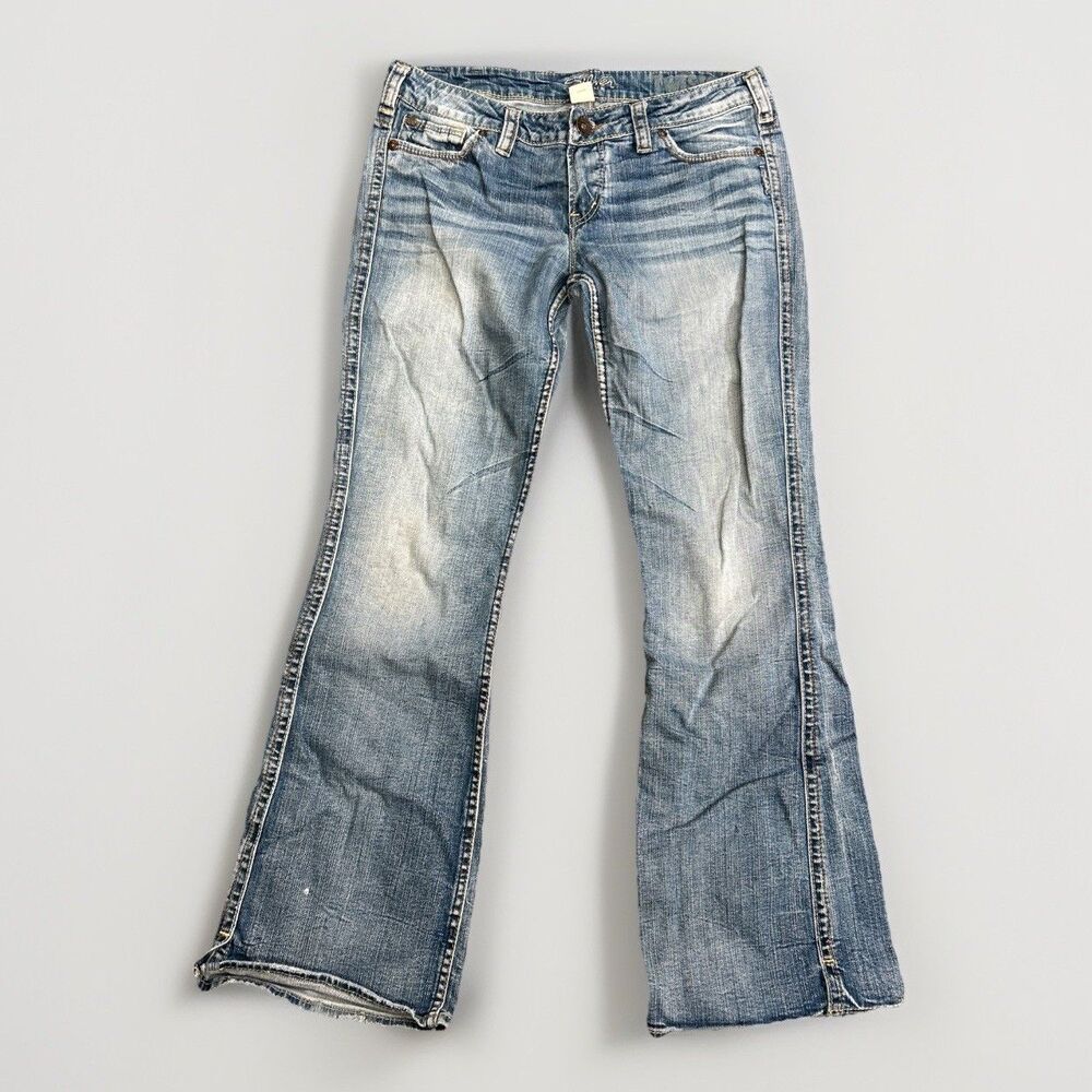 Silver Twisted Bootcut Jeans Woman's Sz 30/31 Blue Light Wash Boho Indie Sleaze